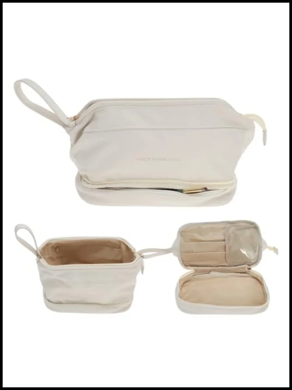 Double Layer Waterproof PU Leather Travel Makeup Bag with Brush Storage